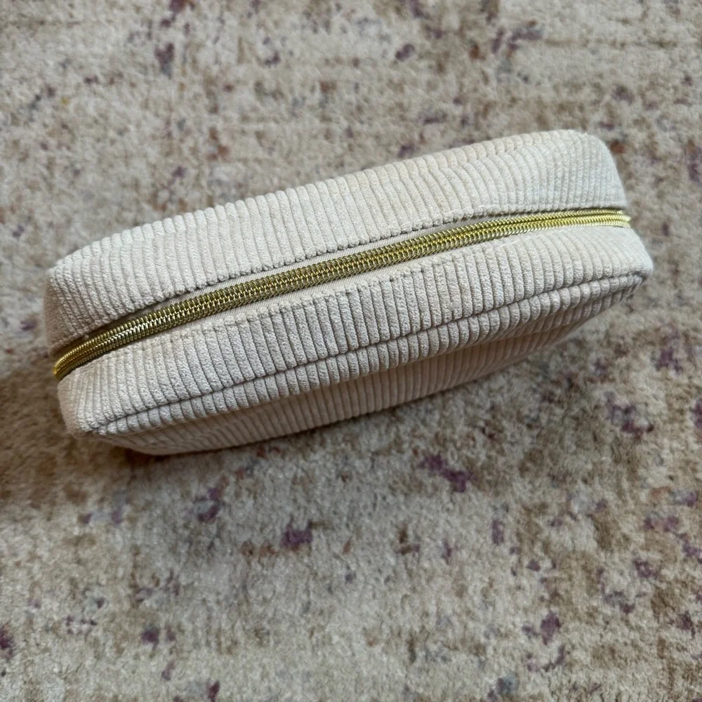 Tan Corduroy Cosmetic Bag